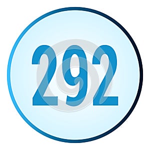 Number 292 symbol or logo with round frame in blue gradient color