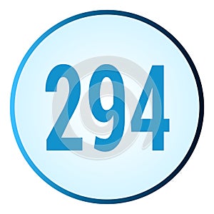 Number 294 symbol or logo with round frame in blue gradient color