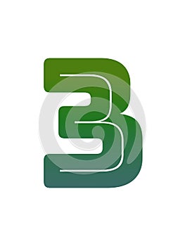 number 3 of the alphabet made with green gradient