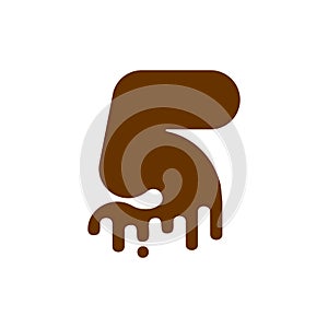 Number 3 Chocolate font. Sweetness numeral five alphabet. Liquid