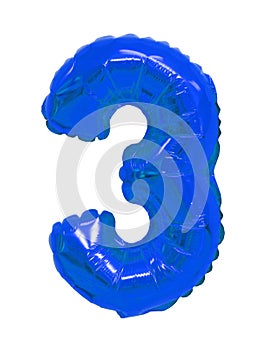 Number 3 three from balloons blue