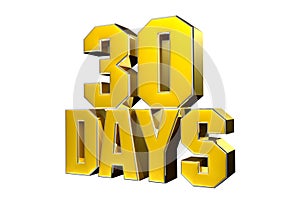 Number 30 days gold 3D.