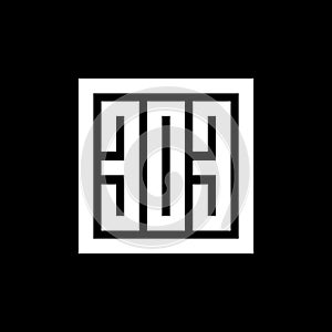 Number 303 square logo design template, rectangle monogram logo