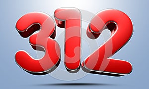 Number 312 red 3D.