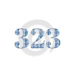 number 323 design with cloud texture on white background
