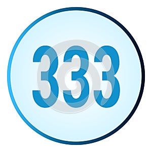 Number 333 symbol or logo with round frame in blue gradient color