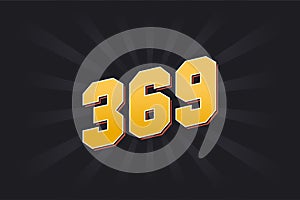 Number 369 vector font alphabet. Yellow 369 number with black background