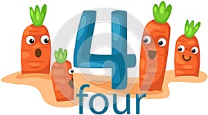 Number 4 character with carrots