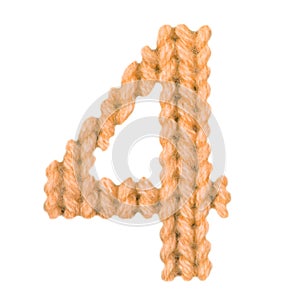 Number 4 four alphabet, color orange