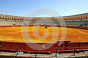 Number 4 gate at large bullring in Seville Spain