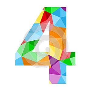Number 4 icon with colorful polygon pattern