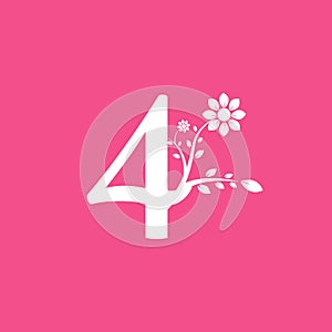 Number 4 Linked Fancy Logogram Flower. Usable for Business and Nature Logos