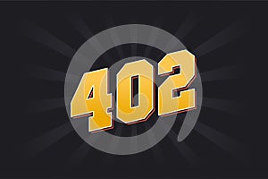 Number 402 vector font alphabet. Yellow 402 number with black background