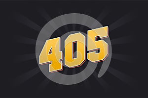 Number 405 vector font alphabet. Yellow 405 number with black background