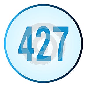 Number 427 symbol or logo with round frame in blue gradient color