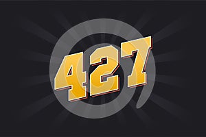 Number 427 vector font alphabet. Yellow 427 number with black background