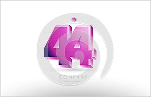 number 44 black white pink logo icon design