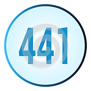 Number 441 symbol or logo with round frame in blue gradient color