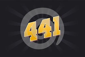 Number 441 vector font alphabet. Yellow 441 number with black background