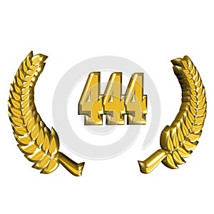 Number 444 with laurel wreath or honor wreath as a 3D-illustration, 3D-rendering