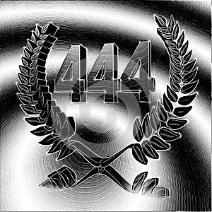 Number 444 with laurel wreath or honor wreath as a 3D-illustration, 3D-rendering