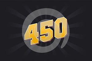 Number 450 vector font alphabet. Yellow 450 number with black background