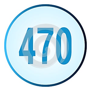 Number 470 symbol or logo with round frame in blue gradient color
