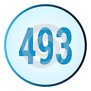 Number 493 symbol or logo with round frame in blue gradient color
