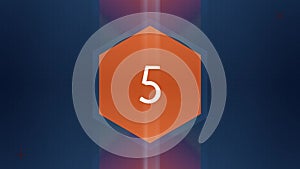The number 5 appears and has glow and light streaks. Numbers Animation