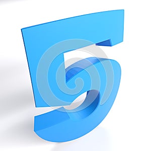 Number 5 in blue color, isolated on white background - 3D rendering illustration