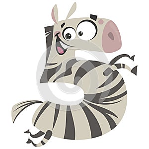 Number 5 excited cartoon zebra gallop