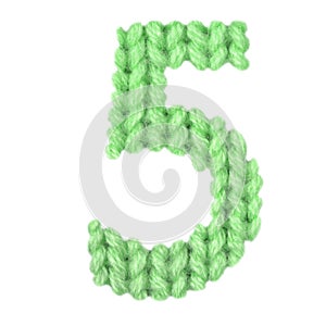 Number 5 five alphabet, color green