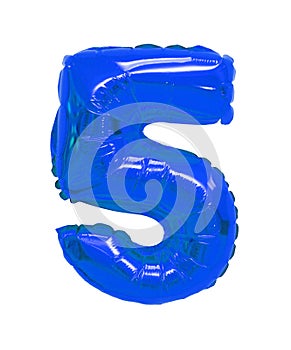 Number 5 five from balloons blue