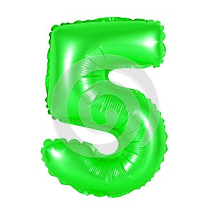 Number 5 five from balloons green