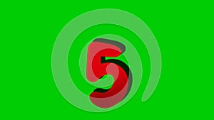 Number 5 five sign symbol animation motion graphics on green screen background,