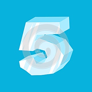 Number 5 ice. Icicles font five. Frozen alphabet symbol. Iceberg