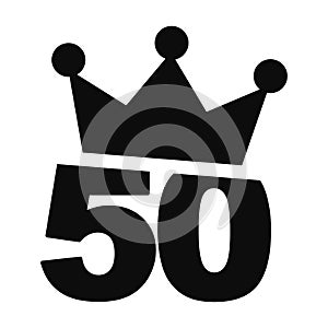 Number 50 with a crown vector illustration