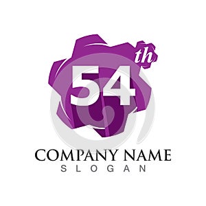 Number 54 of anniversary logo template design