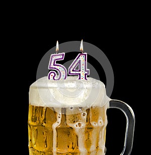 Number 54 candle in beer