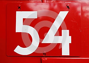 Number 54 on red