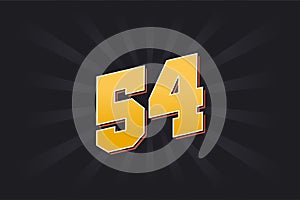 Number 54 vector font alphabet. Yellow 54 number with black background