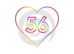 Number 56 into a white heart