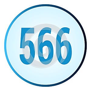 Number 566 symbol or logo with round frame in blue gradient color