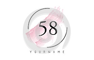 Number 58 Watercolor Stroke Logo Design with Circular Brush Pattern