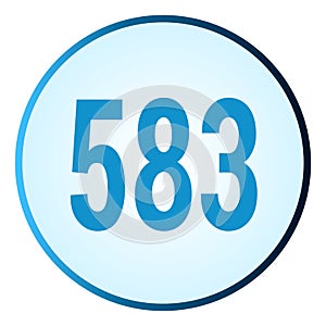 Number 583 symbol or logo with round frame in blue gradient color