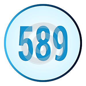 Number 589 symbol or logo with round frame in blue gradient color