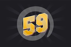 Number 59 vector font alphabet. Yellow 59 number with black background