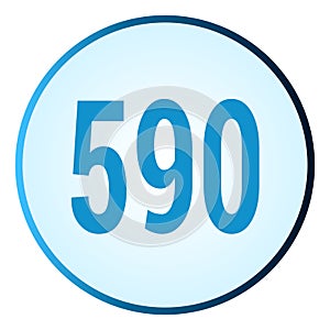 Number 590 symbol or logo with round frame in blue gradient color