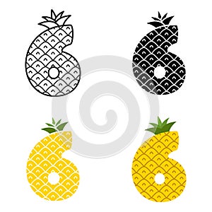 Number 6 in flat style isolated