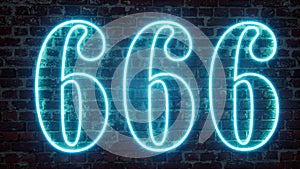 Number 666 on a brick wall Graphic element. Art design.